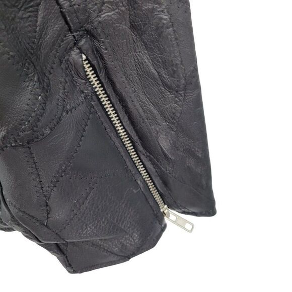Vintage 90's Flight Path Leather Jacket Deadstock Moto Biker Patchwork Black XL - Picture 15 of 17